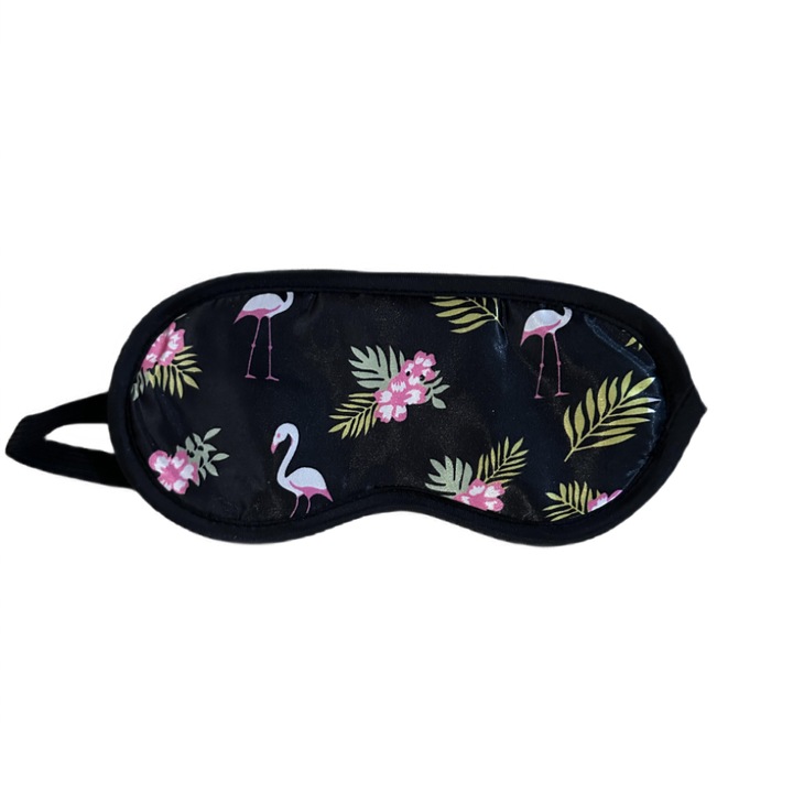 Masca De Dormit, Negru, Model Flamingo, Satin, Universala