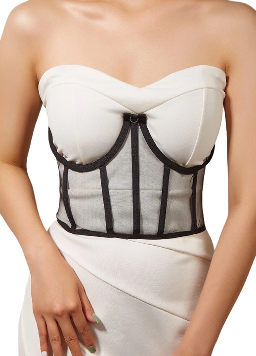 Corset centura sub bust fara cupe, 50 cm, marime universala, culoarea negru, The Casius.®