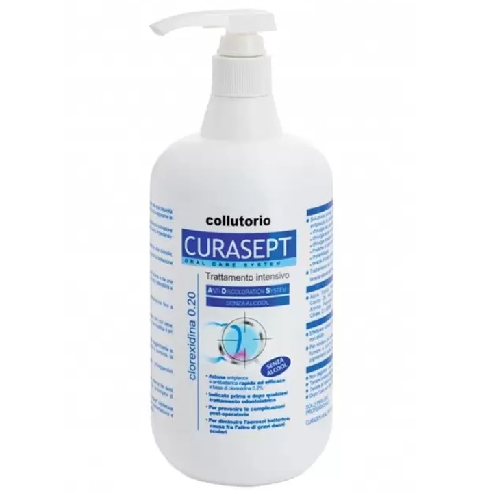 Apa de Gura, Curasept, ADS 920, Clorhexidina 0.20%, Protectie impotriva Gingiilor Iritate, fara Alcool, 900ml