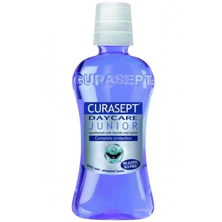 Szájvíz gyermekeknek, Curasept Daycare, Junior, fogszuvasodás ellen, gyermekeknek, fluoriddal és xilittel, 250 ml