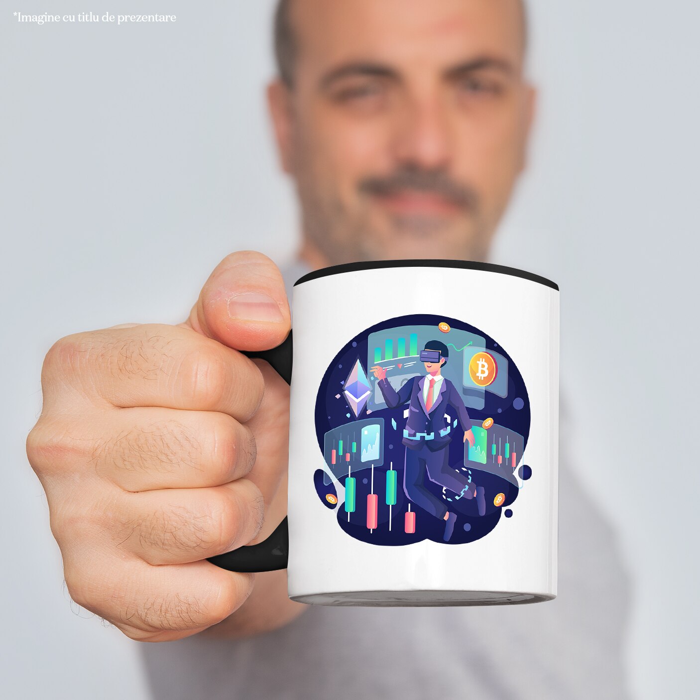 Cana Cu Bitcoin, Moneda, Crypto, VR, Investiti, Grafice, Multicolor 330 ml  Ceramica cu Maner Negru - eMAG.ro