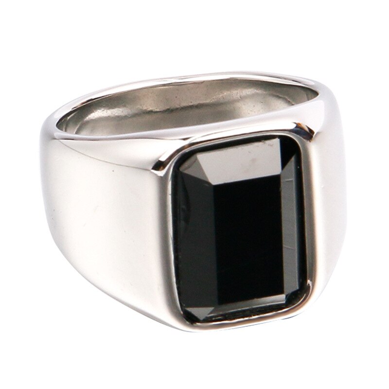 Inel Inox Inel inox argintiu cu zirconiu negru, BeSpecial, ILA012_189, Diametru ...
