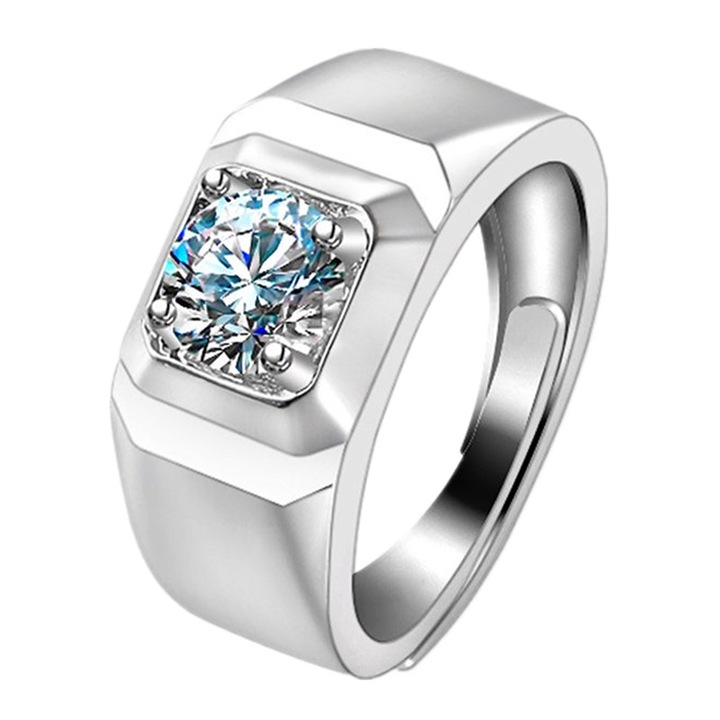 Klasszikus férfi gyűrű, 18K bevonat, fehérarany, állítható nyílás