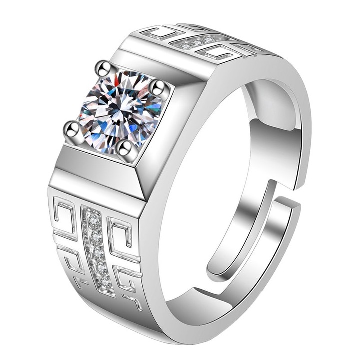 Férfi gyűrű, a halhatatlan szerelmet jelképező, 18K bevonatú, platina, állítható nyílással