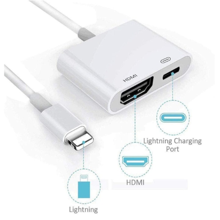 Adaptor AV pentru Apple, HDMI la Lightning, JENUOS®, Compatibil cu