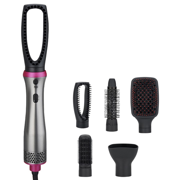 Uscator de par NeoSimply® Feon multifunctional coafare, ondulare 5 in 1, ioni negativi electrici, mod de lucru multiplu, Gri Gama PRO