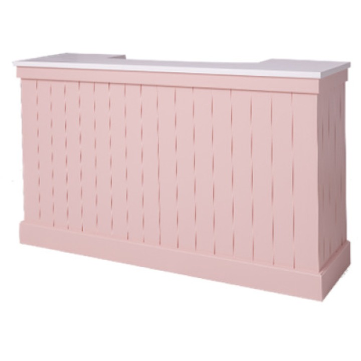 Bárpult 180 cm, munkalap színe fehér, bútortest színe rózsaszín, duplaszínű, 100% tömör fa