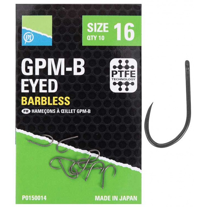 Horgász horgok, Preston, Gpm-B Barbless, 18-as méret