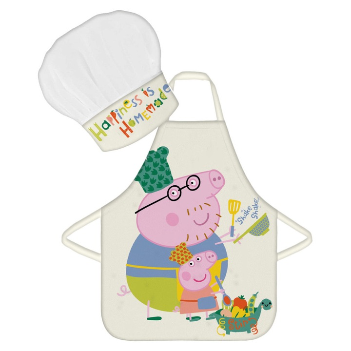Set sort si boneta bucatar pentru copii, Peppa Pig Shake, 3-8 ani