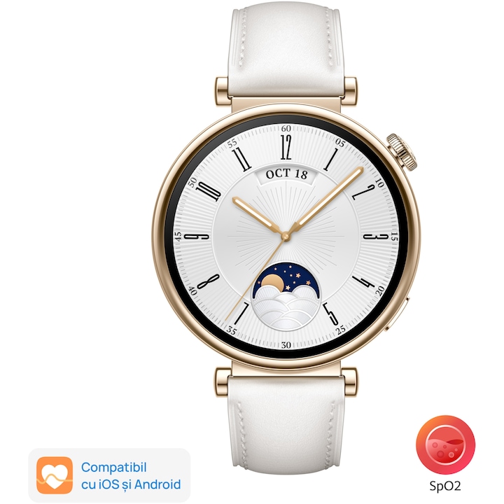 Смарт часовник Huawei Watch GT 4, 41 mm, White Leather