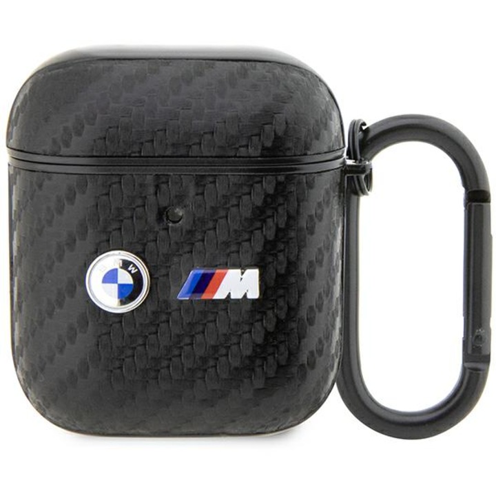 Husa pentru AirPods 1/2, BMW, Carbon, Negru