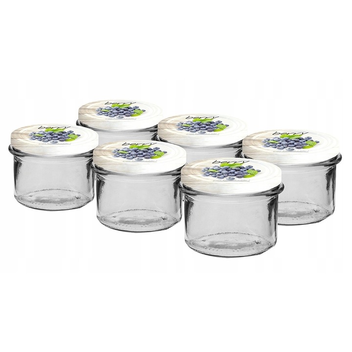 Комплект от 6 бурканчета, Browin, Glass, Прозрачен, 235 ml