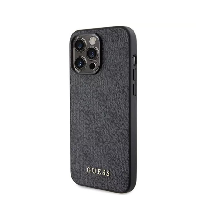 Husa Guess 4G Metal Gold Logo compatibila cu iPhone 15 Pro Gri