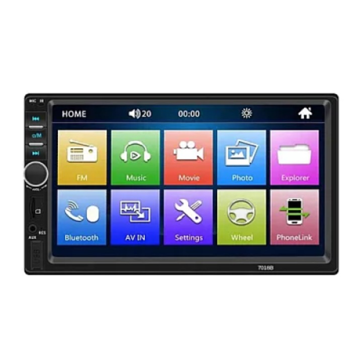 Player auto cu navigatie, radio FM, Bluetooth, MirrorLink, ecran tactil color de 7 inch, dimensiuni 18 cm x 10,4 cm x 6,2 cm, negru