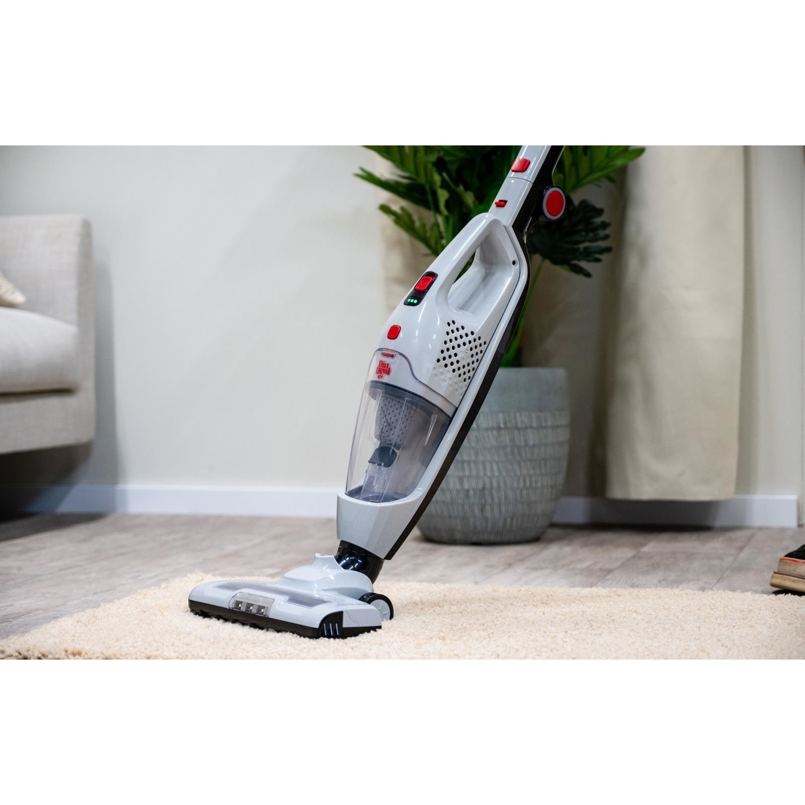 Aspiratorul vertical fara fir 2in1 Dirt Devil DD9007, 105W, 0.5l, 2 viteze, autonomie 38min, Alb