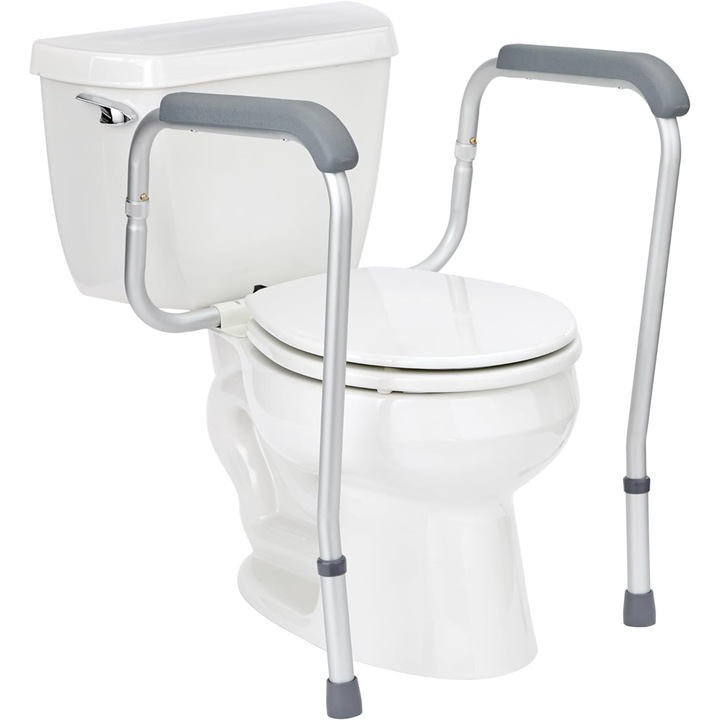 Cadru de sprijin pentru vasul de toaleta Regal Bliss ® esential pentru persoanele cu mobilitate scazuta, cu suport metalic pentru sustinerea greutatii, ajustabil, cu doua picioare solide, aluminiu rezistent