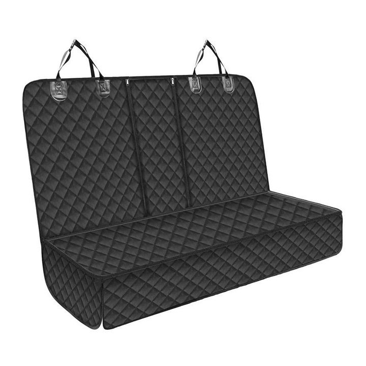 Autósülés huzat állatvédelemhez és szállításhoz, zggzerg, kivágott karfával és biztonsági övvel kutyáknak, vízálló, csúszásmentes, mosható, a legtöbb autóhoz Teherautó SUV, 135cm, Fekete