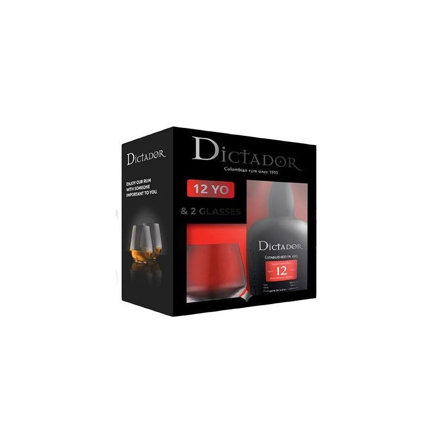 Rom Dictador, 12 YO, 40%, 0.7l, cu 2 pahare