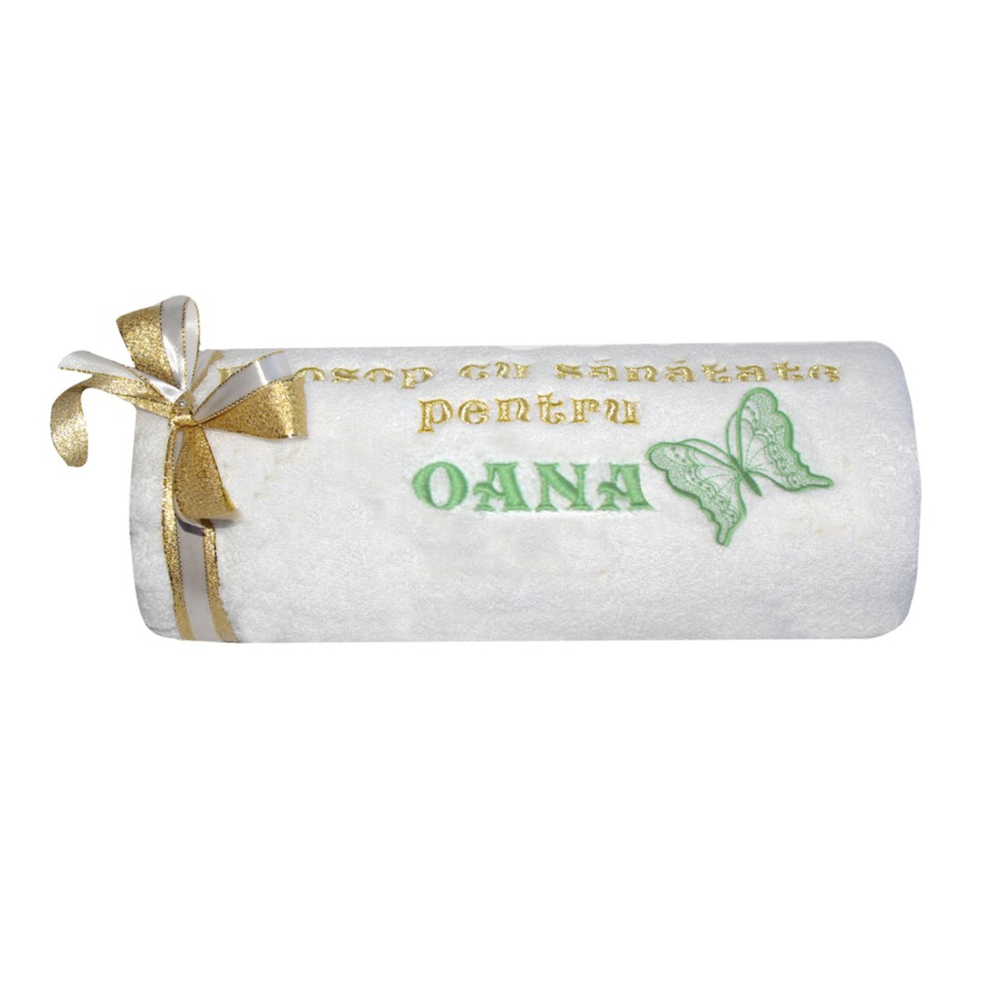 Prosop Brodat cu fluturas verde