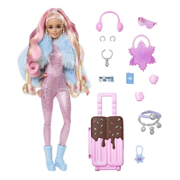 Papusa Barbie Extra Fly Zapada cu Accesorii si Troller