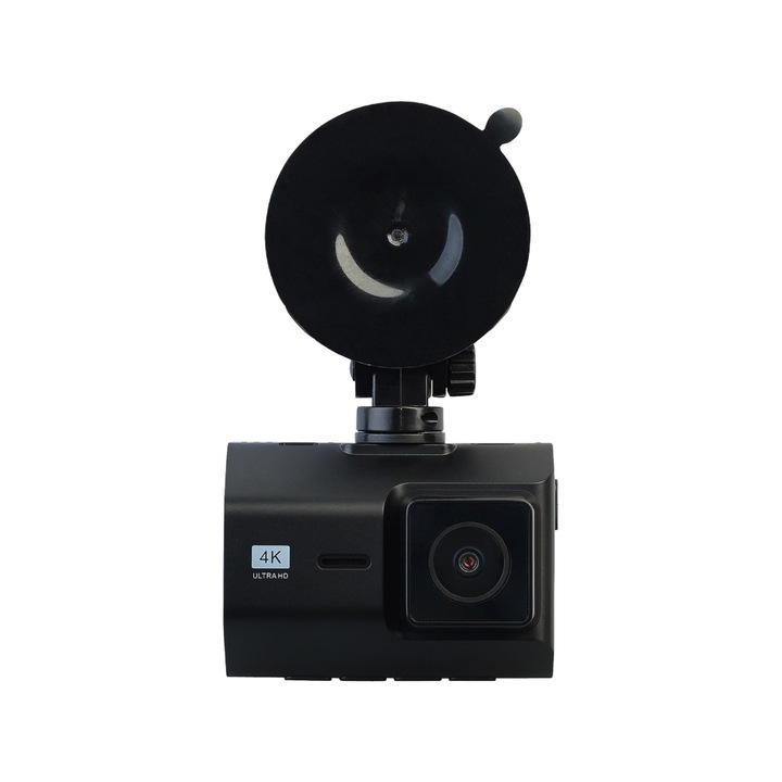 Camera auto DVR Dash fata spate, 4K 2160p, dual lens, 12-24v, pana la 128GB memorie, park mode, inregistrare in bucla, unghi de 170°, Negru
