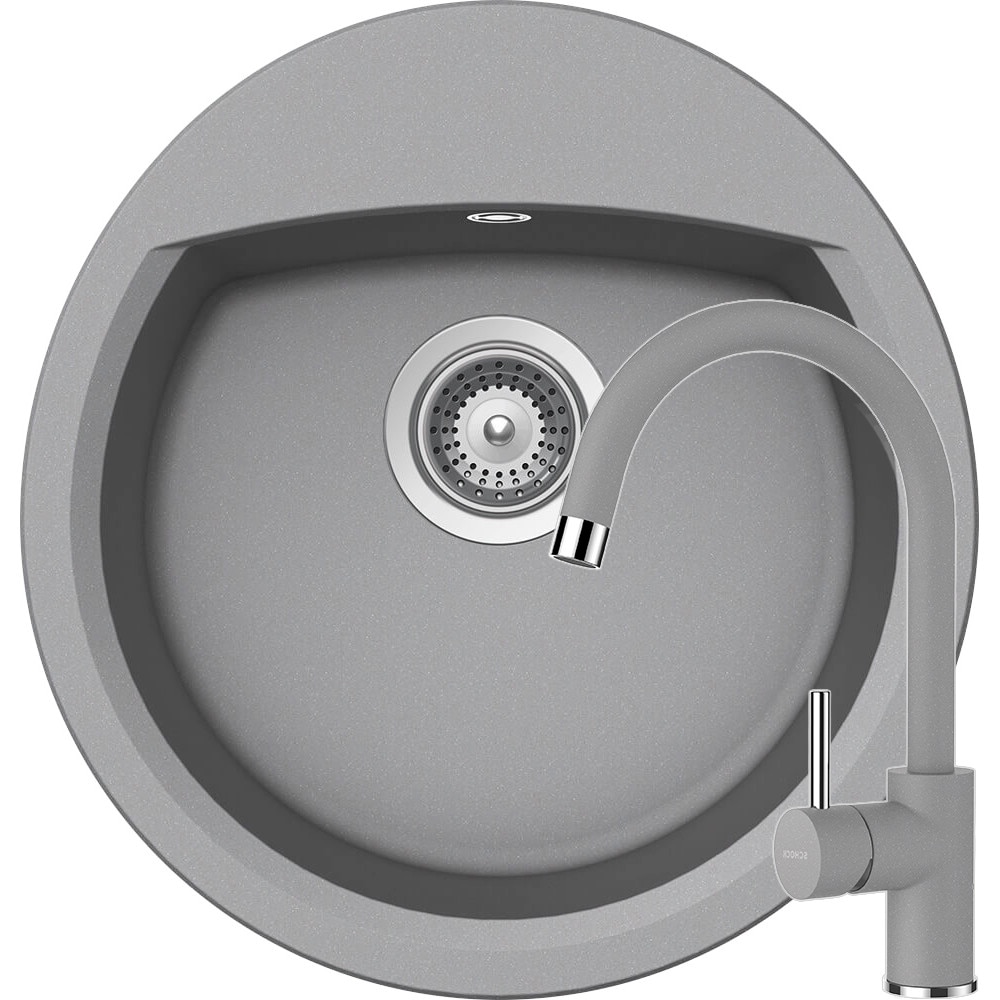 Kit chiuveta Schock Manhattan R-100 470 x 490 mm si baterie Schock Plutos Croma Cristalite