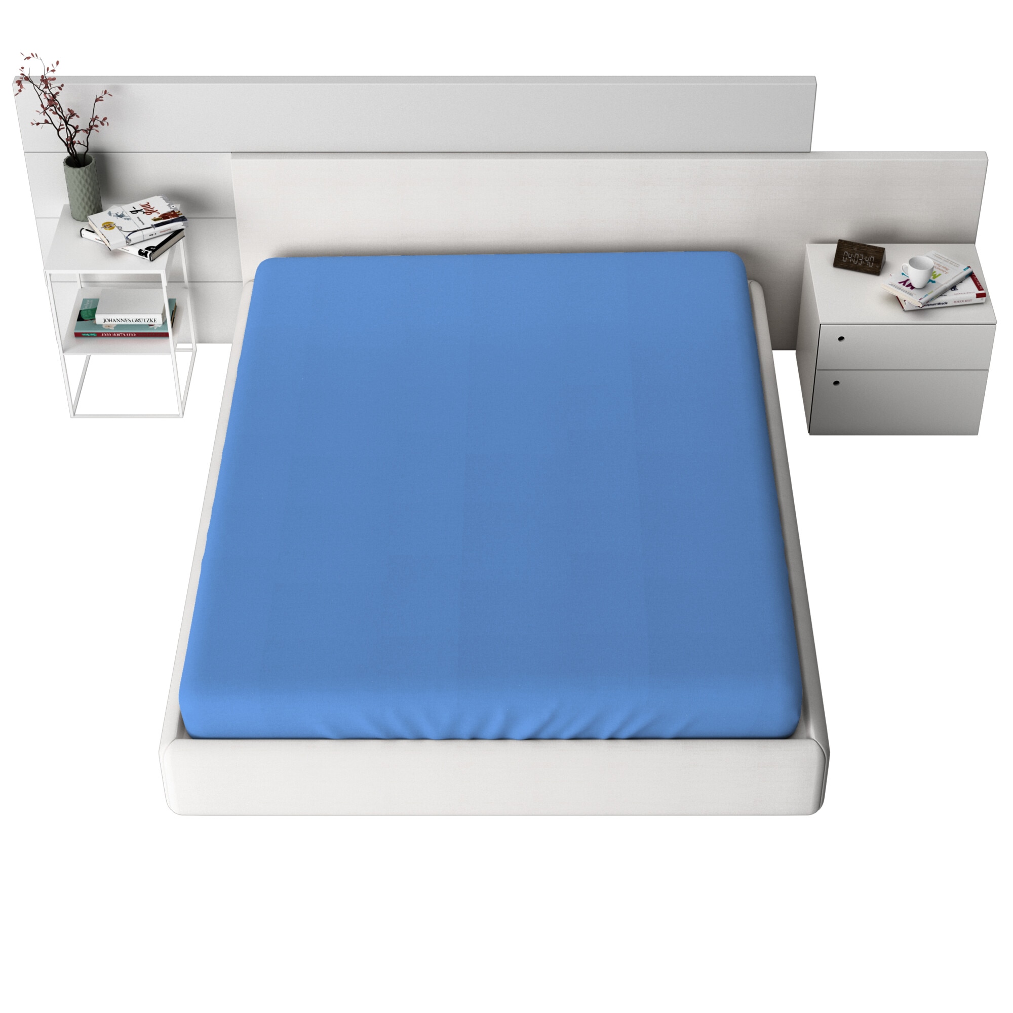 Cearceaf de pat Frotir cu elastic, 140x200 cm, Albastru