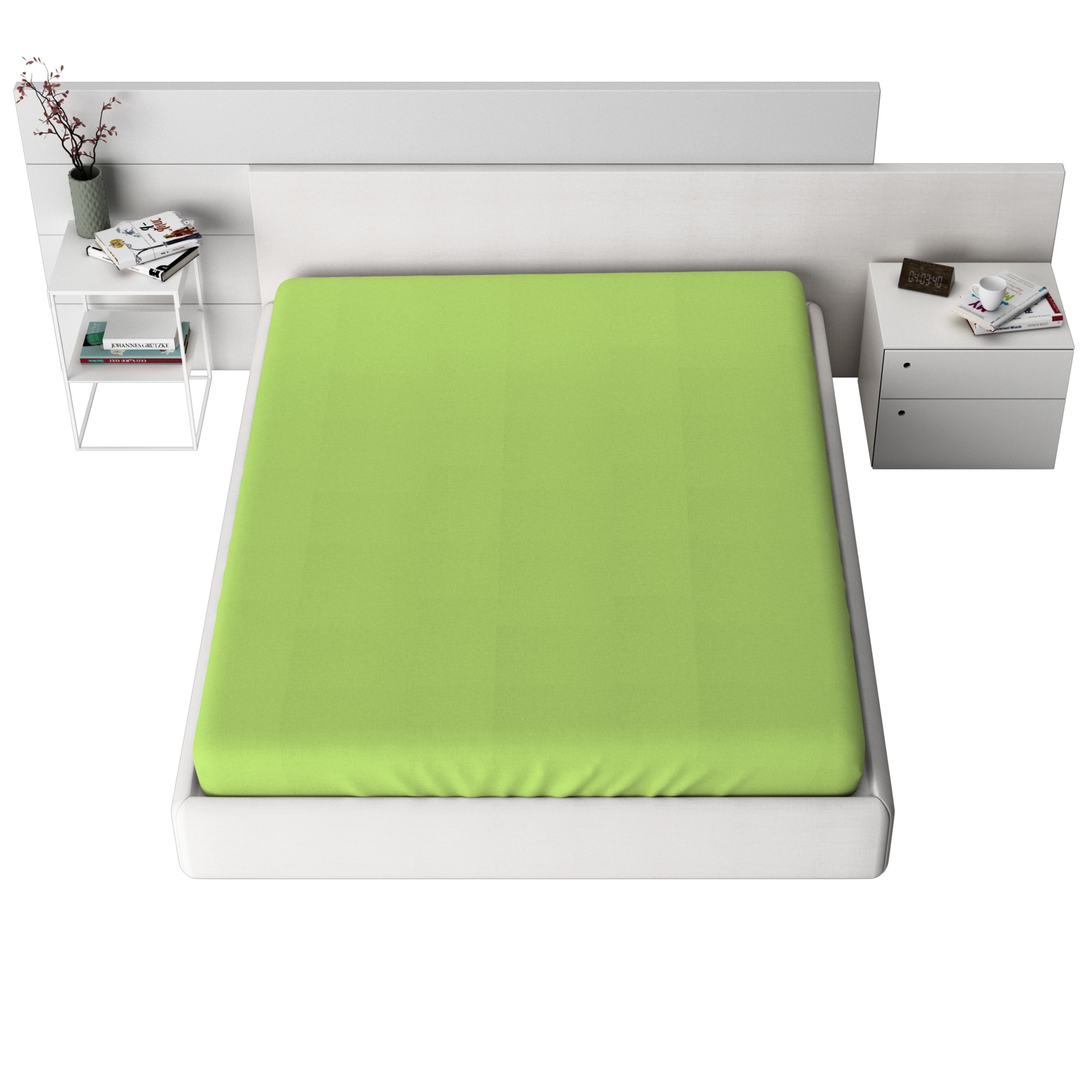 Cearceaf de pat Frotir cu elastic, 140x200 cm, Verde Lime