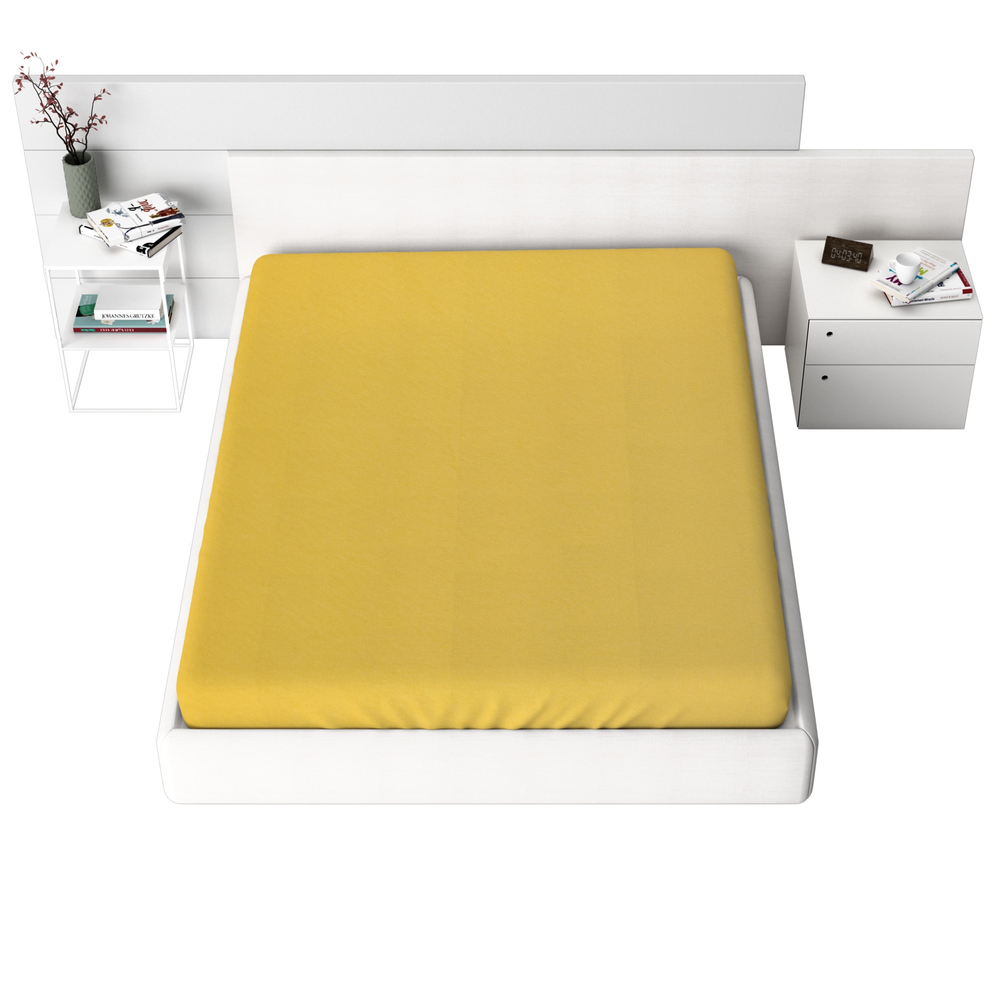 Cearceaf de pat Frotir cu elastic, 70x140 cm, Galben