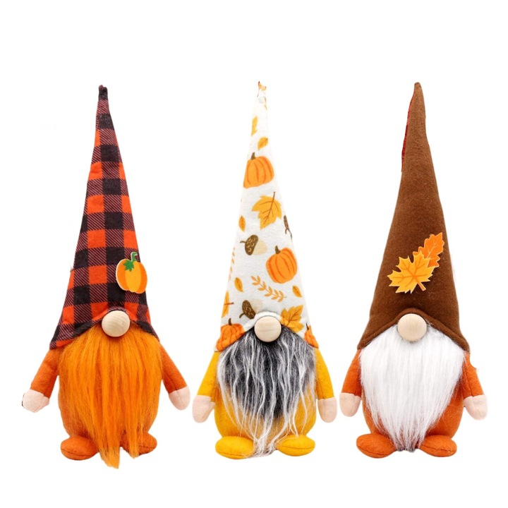 3 db dekoratív törpe készlet, Longziming, Thanksgiving Day, Multicolor