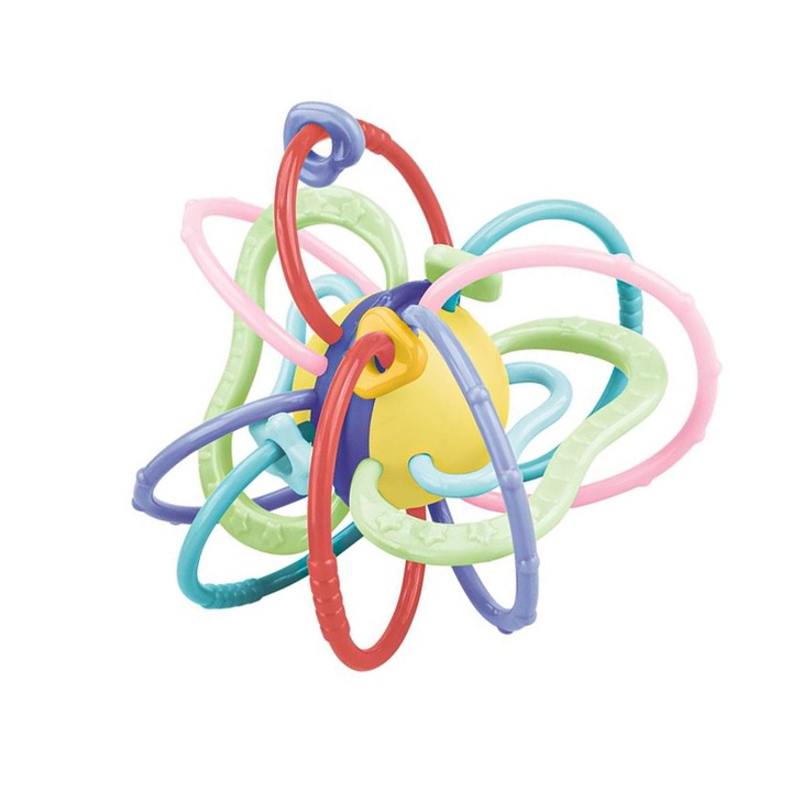 Többszínű rágóka játék gyűrűkkel, 12cm, ATU-088792