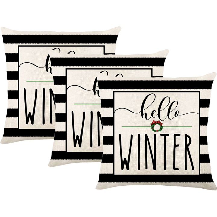 Jormftte díszpárnahuzat szett 2 db, karácsonyi design, pamut és kender, rejtett cipzár, többszínű, 45x45cm