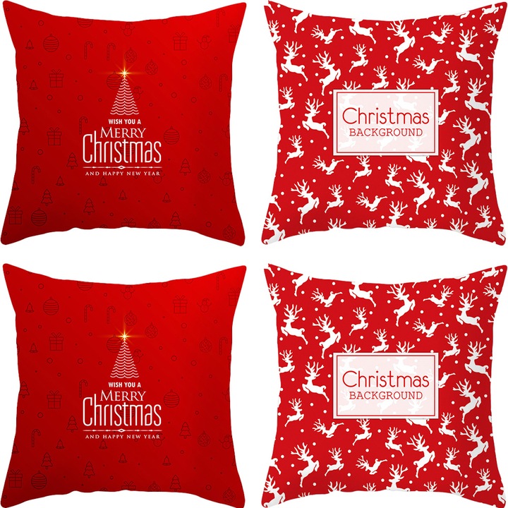 Jormftte díszpárnahuzatok, 2 db-os karácsonyi párnahuzat szett, pamut, cipzárral, 45x45cm