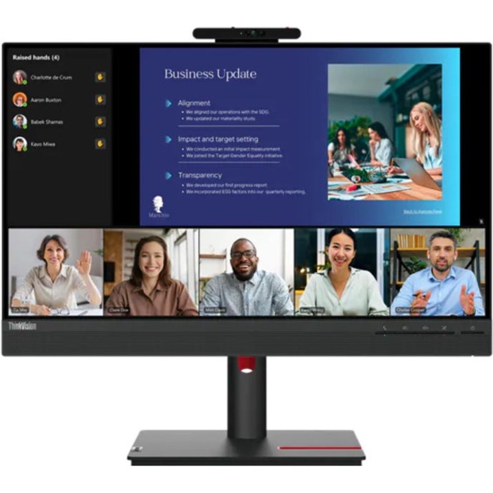 Monitor IPS LED Lenovo ThinkVision 23,8" T24v-30, Full HD 1920 x 1080, VGA, HDMI, DisplayPort, hangszórók, Pivot Black