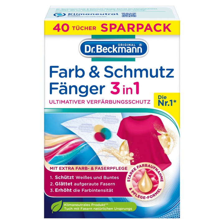 Servetele pentru captare pigmenti de culoare si murdarie, Dr.Beckmann, 40 buc