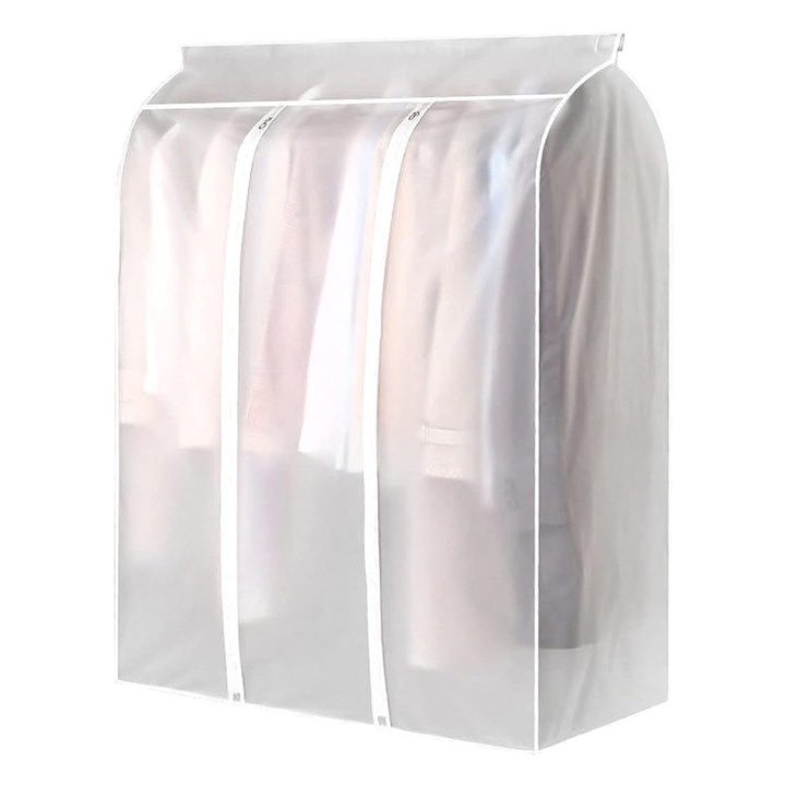 Husa Impermeabila Pentru Protectie Haine In Dulap/Dressing, Lungime 100 cm, Latime 50 cm, Inaltime 120 cm, Alb Transparent, Luxer