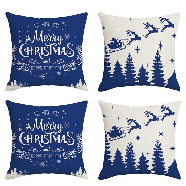 Jormftte karácsonyi díszpárnahuzat szett, 2 darab, gyerek- és állatbarát, láthatatlan cipzárral, 45x45 cm