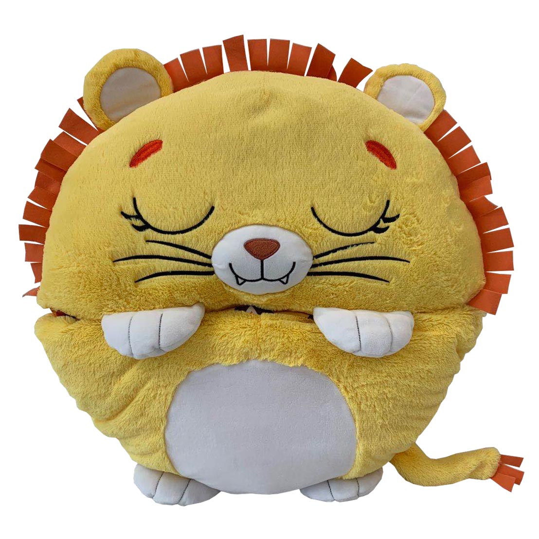 Jucarie de plus 2 in 1 Happy Nappers - Leul Lex, sac de dormit, galben, 168 cm