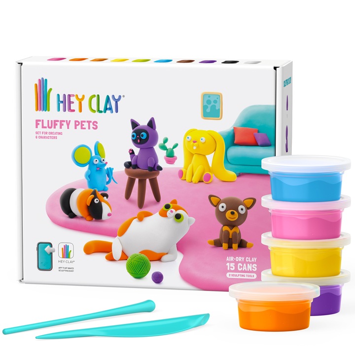 Hey Clay modellező gyurma - Pihepuha kedvencek, Nagy szett