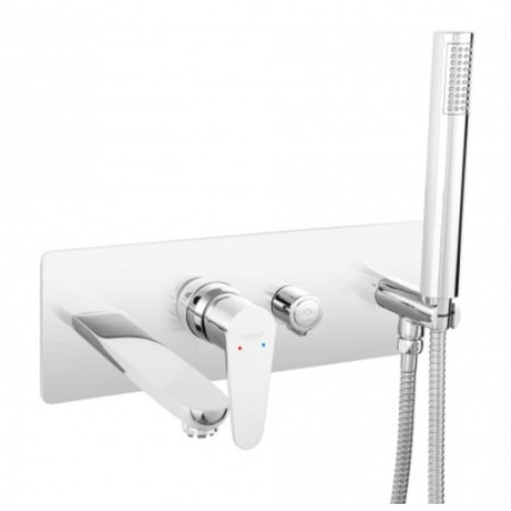 Baterie Ingropata Cada/Dus Ferro Algeo, Crom, Cu Pipa Si Set Dus