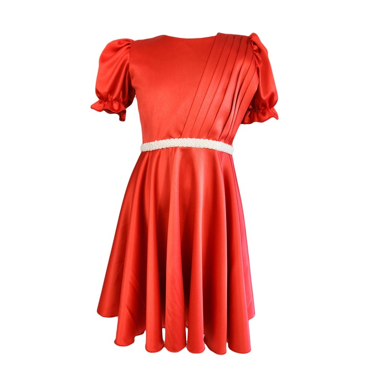 Rochie eleganta pentru fete, model Cristina, culoare rosie marime 128 cm, varsta 8 ani