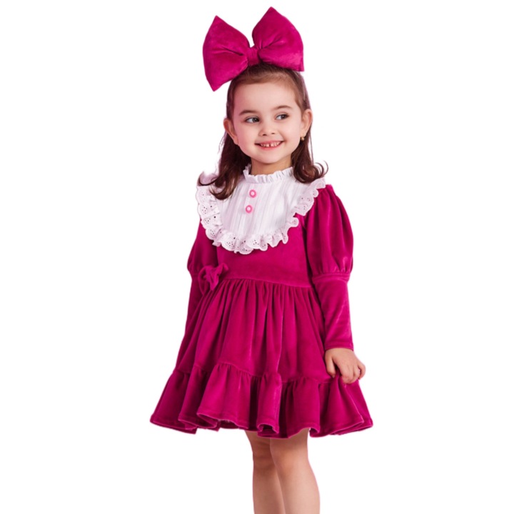 Rochita catifea roz Lempika Kids Minnie, Ciclam