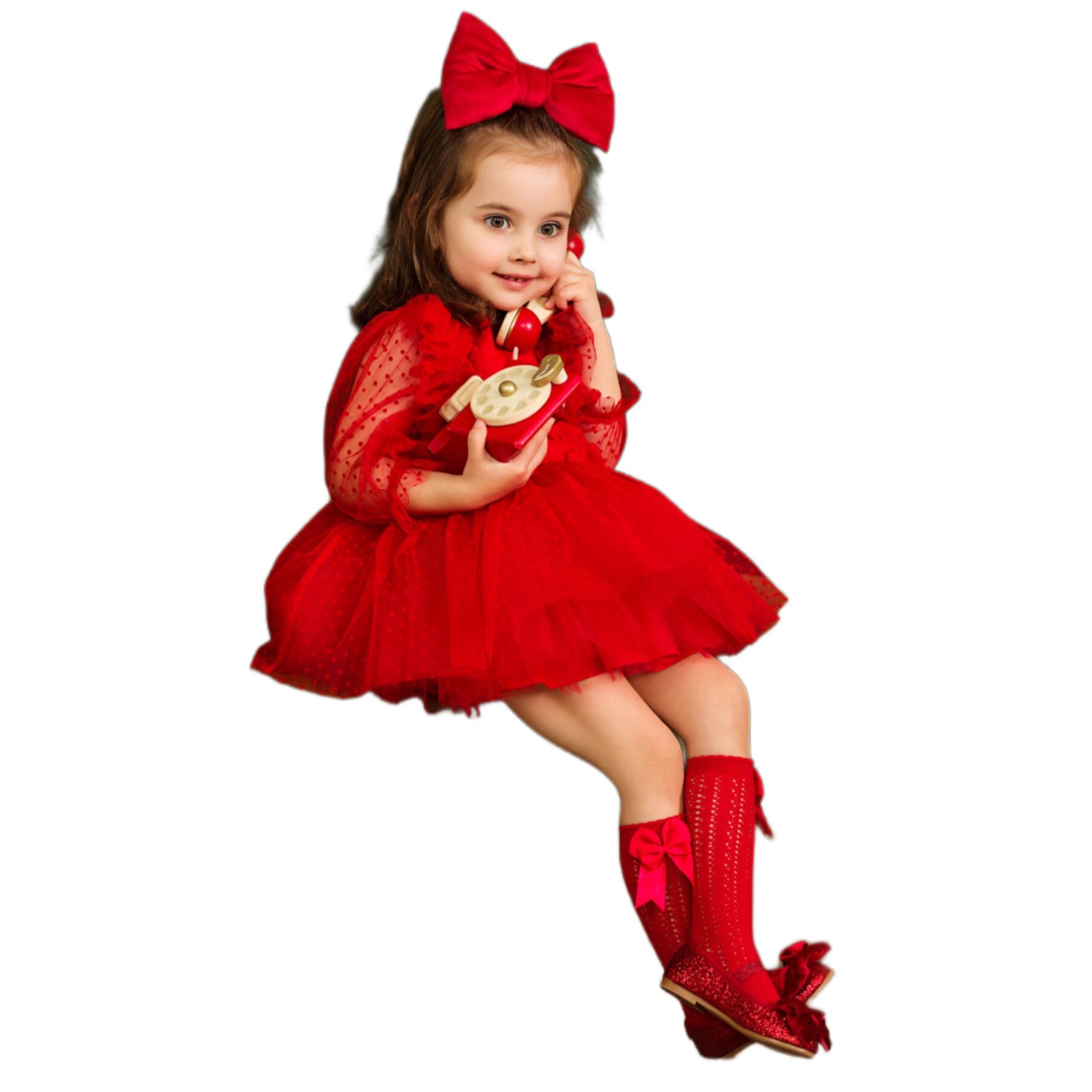 Rochita ocazie fetite Lempika Kids Karolline rosie 3-4ani 104cm - eMAG.ro