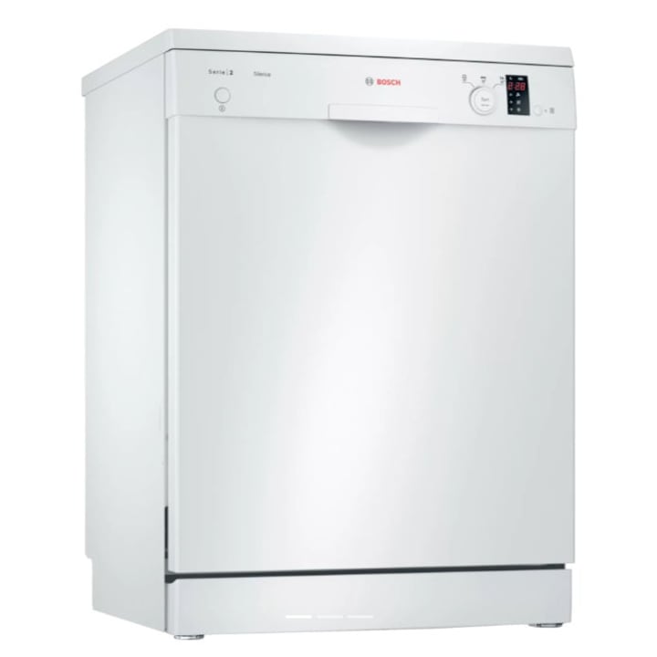 Masina de spalat vase Independenta BOSCH 3SMS23BW01T, Seria2, Silence, 12 Seturi, 3 Programe Intensiv, Auto, Bio Eco, Clasa F, Alb