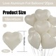 Set 10 baloane inima folie, culoare nude ivoir, 45cm diametru