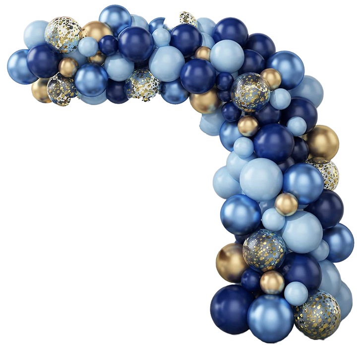 Set Arcada Baloane Aniversare Botez Baby Blue 95 Piese
