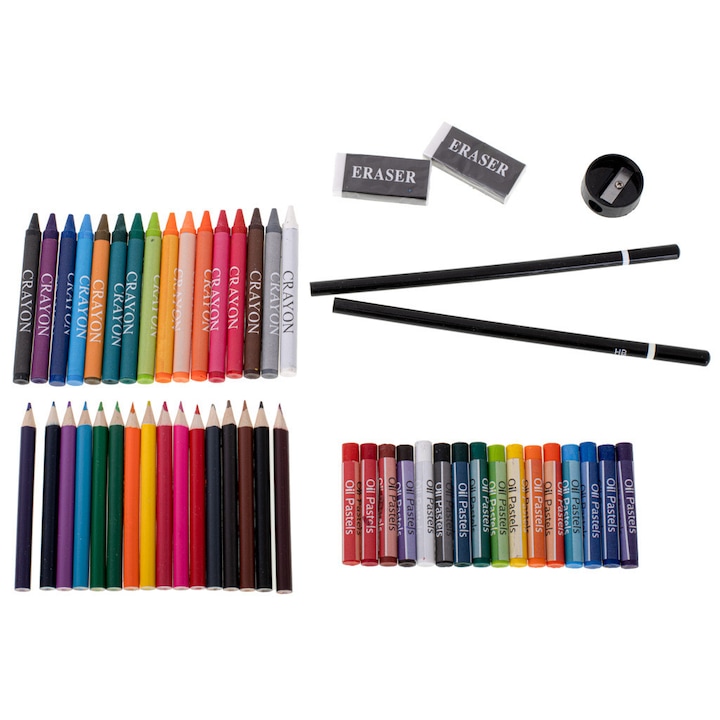 Set Complet pentru Desenat si Pictat Art Painting, 123 de Elemente, Echipat cu Valiza din Lemn, 37,5cm x 23,5cm x 8cm