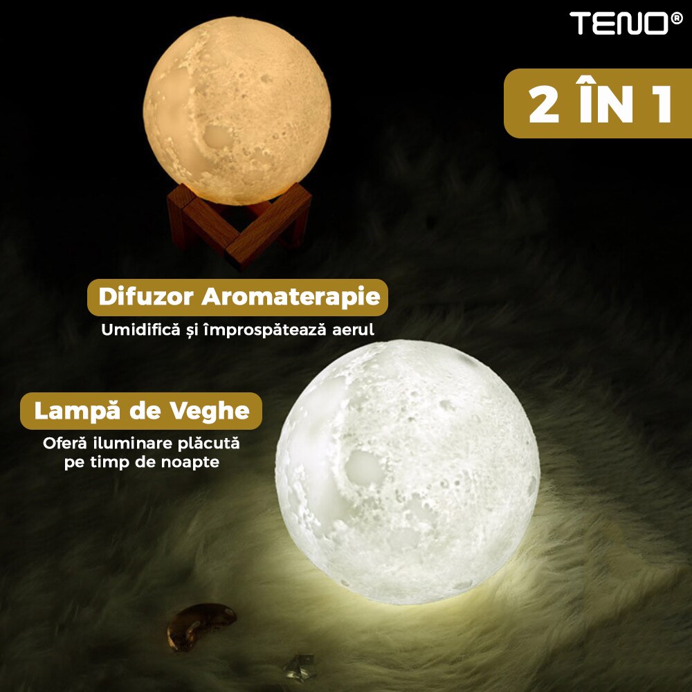 Teno® 2in1 aromaterápiás diffúzor, 3 világítási mód, űrtartalom 1500 ml ...
