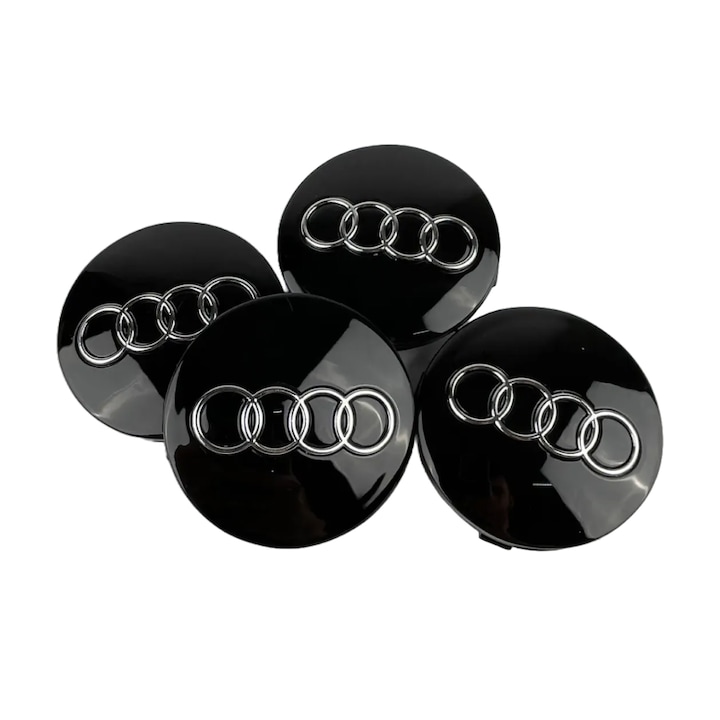 Set 4 Capace Jante Aliaj 60mm Compatibile Audi A3, A4, A6, A8, S4, S6, S8, TT, Q7, cod 4B0601170, Negru