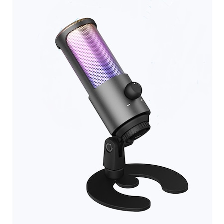 Microfon RGB Gaming, Smart Voice 1, Studio, Streaming, Podcast, functie reducere zgomot, suport, buton mute, mufa casti, reglaj volum, Windows, PS4, PS5, Mac, Type C